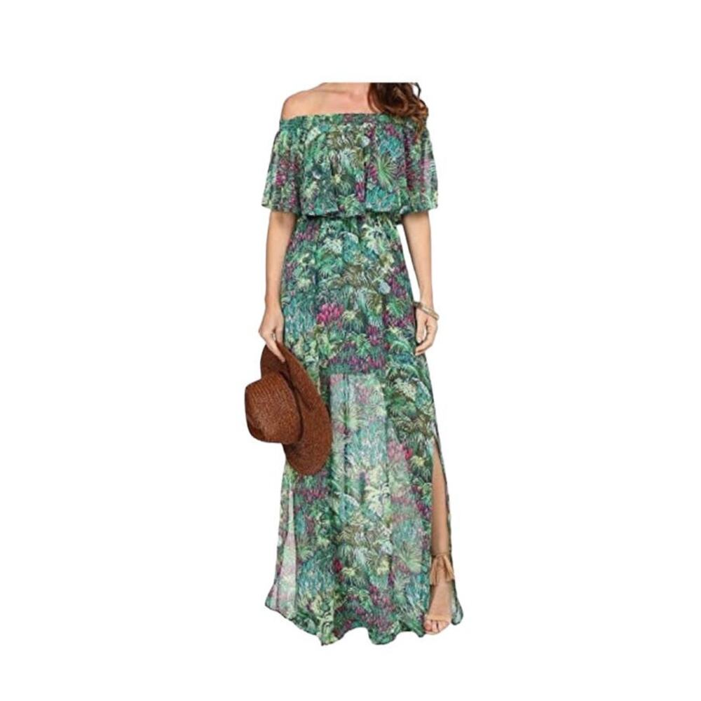 Show Me Your Mumu Hacienda Green Leaf Maxi Dress Rainforest Cafe Size Small - Picture 2 of 10